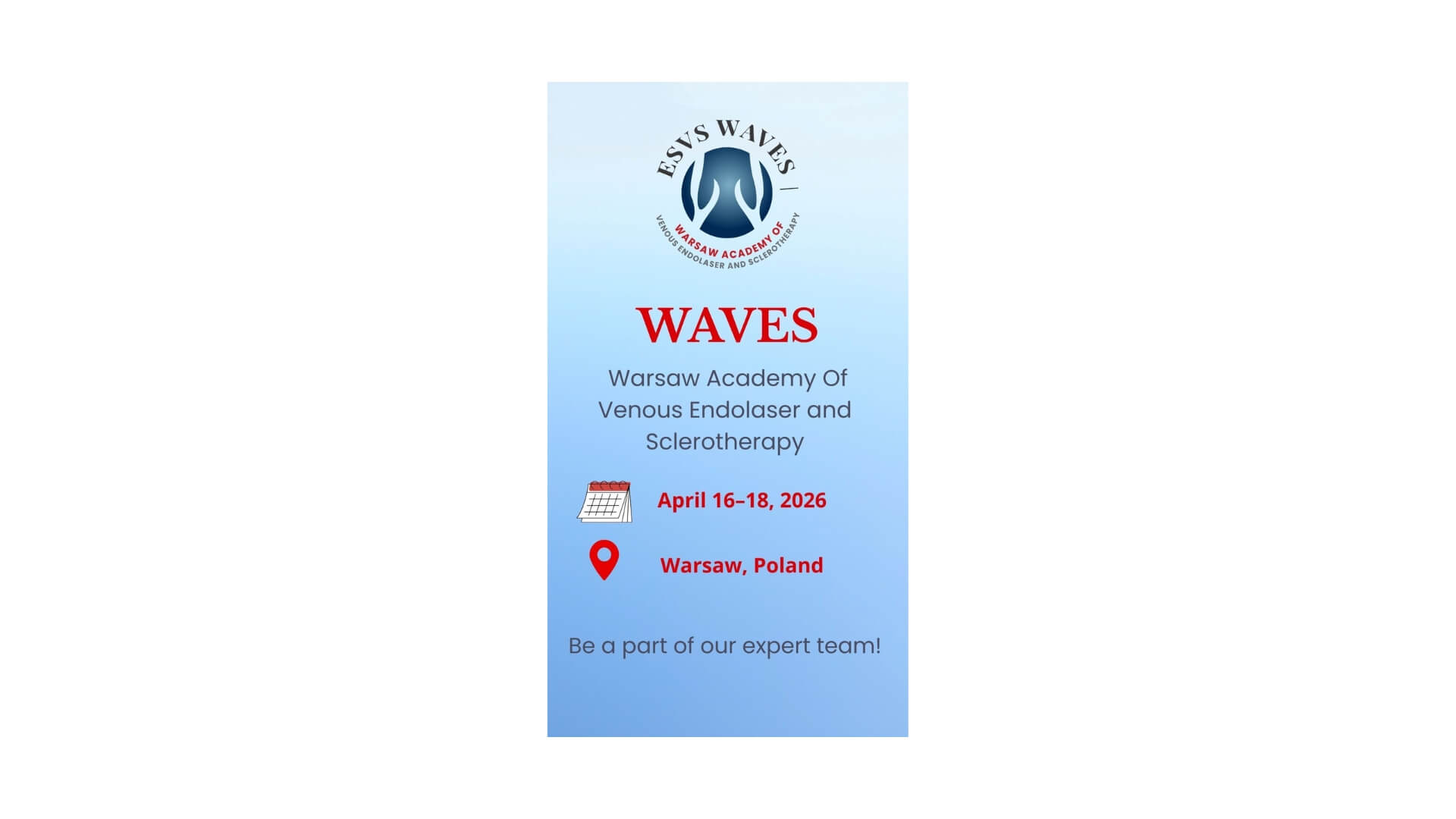 ESVS WAVES Warsaw Academy of Venous Endolaser and Sclerotherapy 2026 - Warszawa, Polska